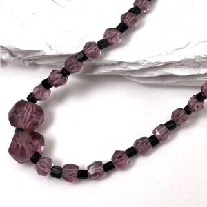 Vintage Victorian Amethyst Hand Cut Glass Choker